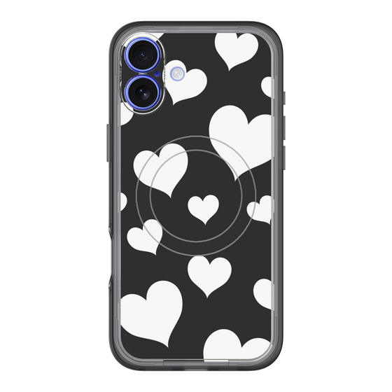 スリムプロテクションプレミアムケース with MagSafe［ Dot Hearts - Black ］