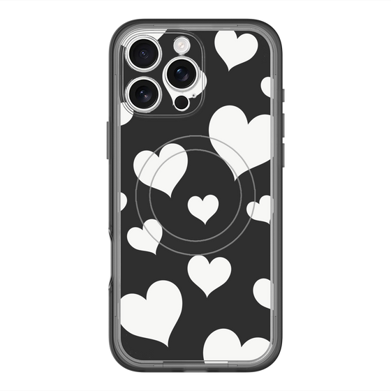 スリムプロテクションプレミアムケース with MagSafe［ Dot Hearts - Black ］