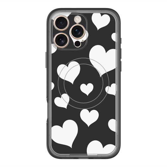スリムプロテクションプレミアムケース with MagSafe［ Dot Hearts - Black ］