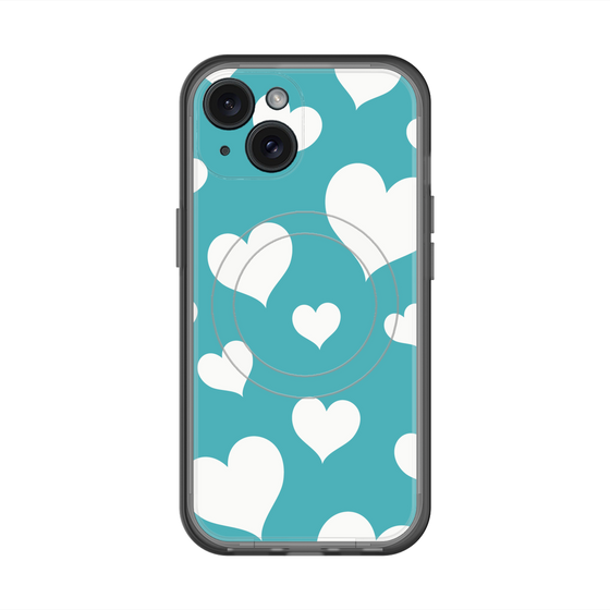 スリムプロテクションプレミアムケース with MagSafe［ Dot Hearts - Blue ］