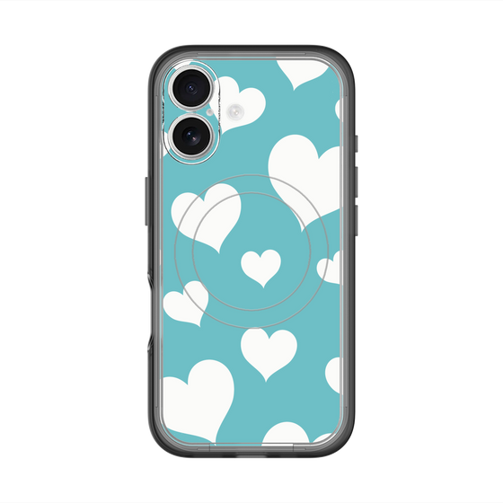 スリムプロテクションプレミアムケース with MagSafe［ Dot Hearts - Blue ］