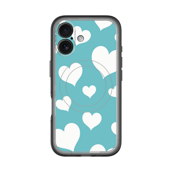 スリムプロテクションプレミアムケース with MagSafe［ Dot Hearts - Blue ］