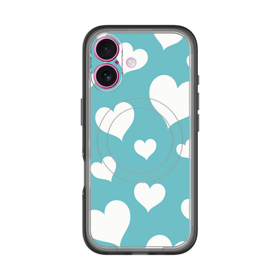 スリムプロテクションプレミアムケース with MagSafe［ Dot Hearts - Blue ］