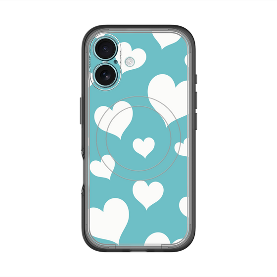スリムプロテクションプレミアムケース with MagSafe［ Dot Hearts - Blue ］