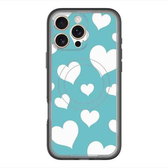 スリムプロテクションプレミアムケース with MagSafe［ Dot Hearts - Blue ］