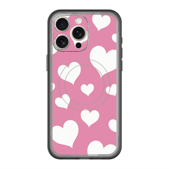 スリムプロテクションプレミアムケース with MagSafe［ Dot Hearts - Pink ］