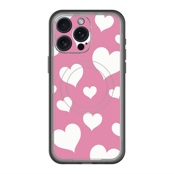 スリムプロテクションプレミアムケース with MagSafe［ Dot Hearts - Pink ］