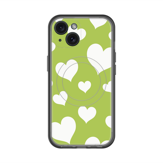 スリムプロテクションプレミアムケース with MagSafe［ Dot Hearts - Green ］