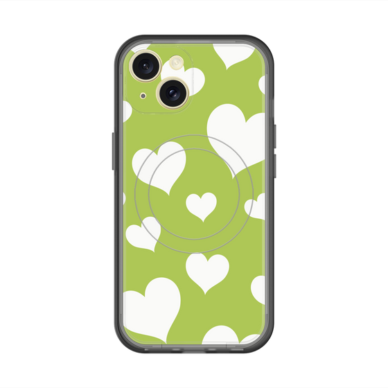 スリムプロテクションプレミアムケース with MagSafe［ Dot Hearts - Green ］
