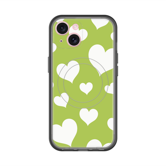 スリムプロテクションプレミアムケース with MagSafe［ Dot Hearts - Green ］