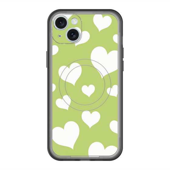 スリムプロテクションプレミアムケース with MagSafe［ Dot Hearts - Green ］