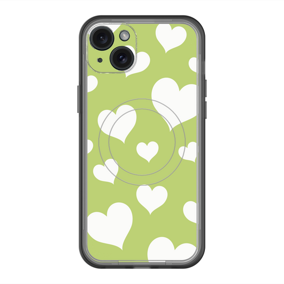 スリムプロテクションプレミアムケース with MagSafe［ Dot Hearts - Green ］