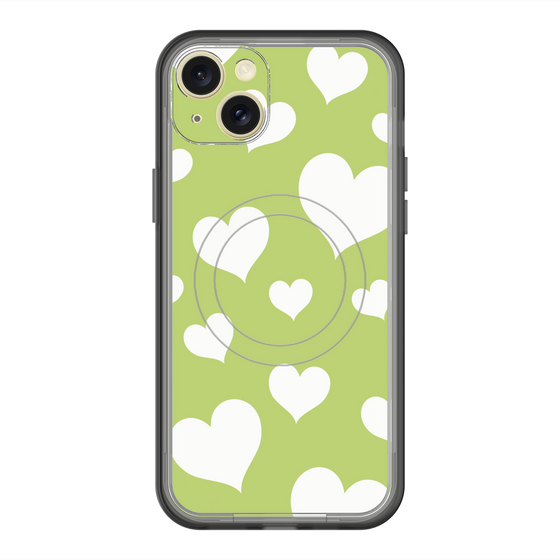 スリムプロテクションプレミアムケース with MagSafe［ Dot Hearts - Green ］