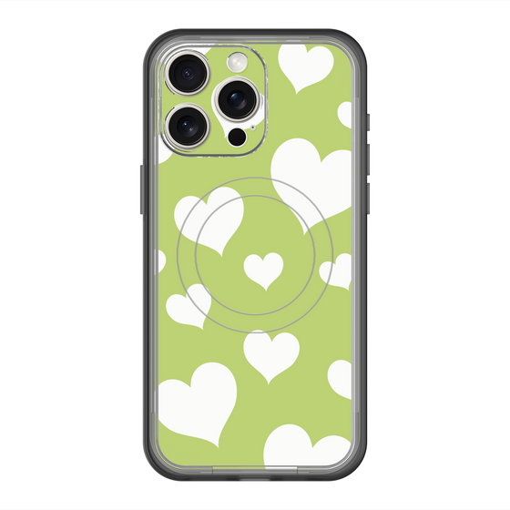 スリムプロテクションプレミアムケース with MagSafe［ Dot Hearts - Green ］