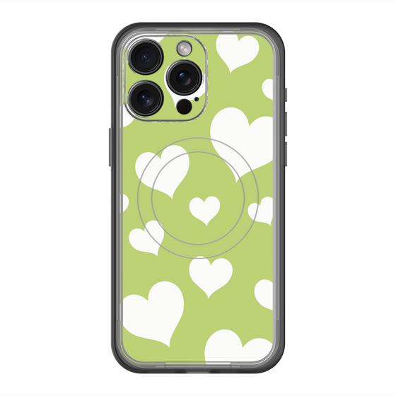 スリムプロテクションプレミアムケース with MagSafe［ Dot Hearts - Green ］