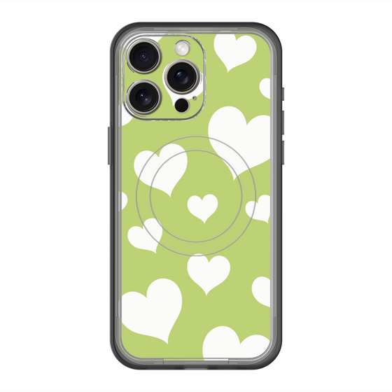 スリムプロテクションプレミアムケース with MagSafe［ Dot Hearts - Green ］