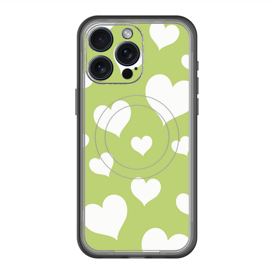 スリムプロテクションプレミアムケース with MagSafe［ Dot Hearts - Green ］
