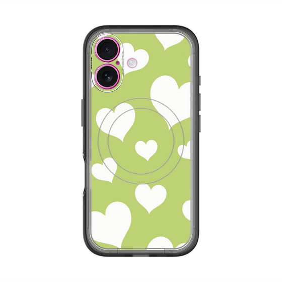 スリムプロテクションプレミアムケース with MagSafe［ Dot Hearts - Green ］