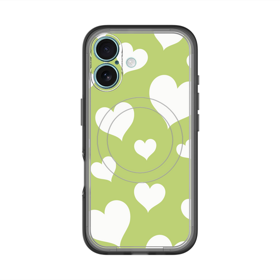 スリムプロテクションプレミアムケース with MagSafe［ Dot Hearts - Green ］