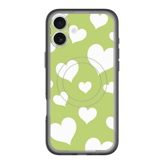 スリムプロテクションプレミアムケース with MagSafe［ Dot Hearts - Green ］