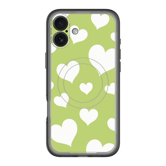 スリムプロテクションプレミアムケース with MagSafe［ Dot Hearts - Green ］