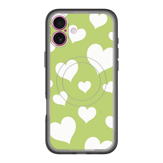 スリムプロテクションプレミアムケース with MagSafe［ Dot Hearts - Green ］