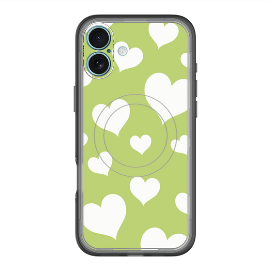 スリムプロテクションプレミアムケース with MagSafe［ Dot Hearts - Green ］