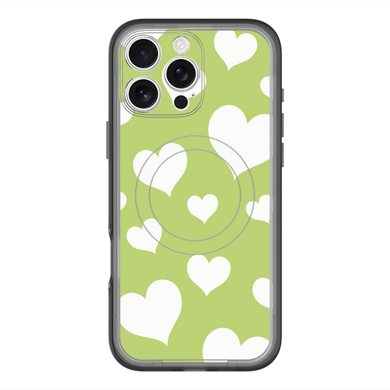 スリムプロテクションプレミアムケース with MagSafe［ Dot Hearts - Green ］