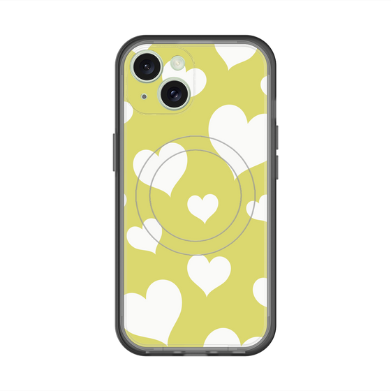 スリムプロテクションプレミアムケース with MagSafe［ Dot Hearts - Yellow ］