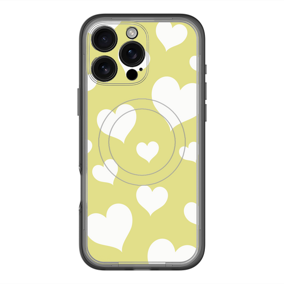 スリムプロテクションプレミアムケース with MagSafe［ Dot Hearts - Yellow ］