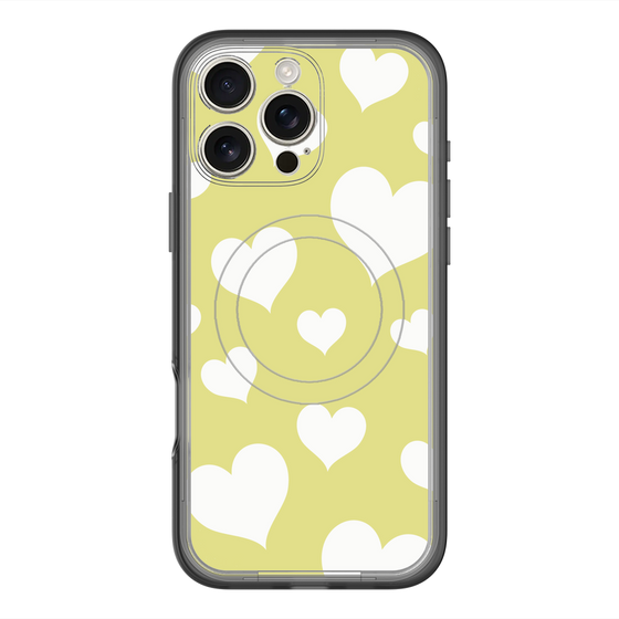 スリムプロテクションプレミアムケース with MagSafe［ Dot Hearts - Yellow ］