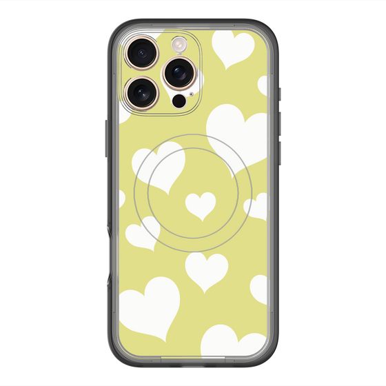 スリムプロテクションプレミアムケース with MagSafe［ Dot Hearts - Yellow ］