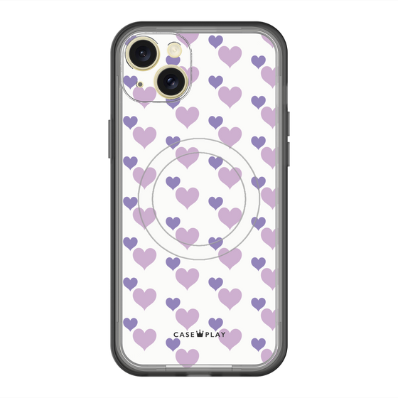 スリムプロテクションプレミアムケース with MagSafe［ Stripe Hearts - Purple ］