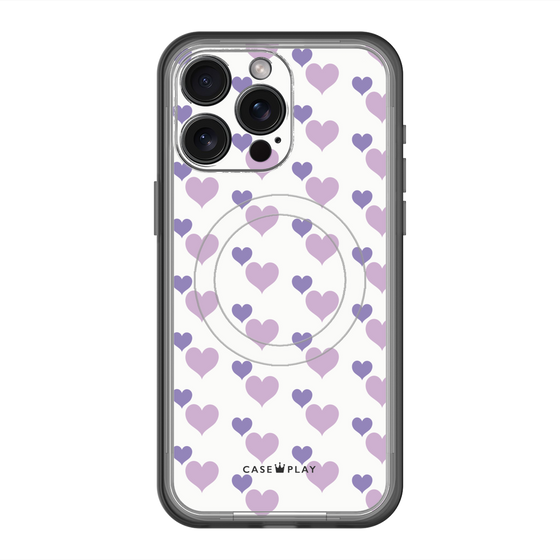 スリムプロテクションプレミアムケース with MagSafe［ Stripe Hearts - Purple ］