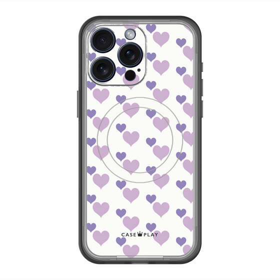 スリムプロテクションプレミアムケース with MagSafe［ Stripe Hearts - Purple ］