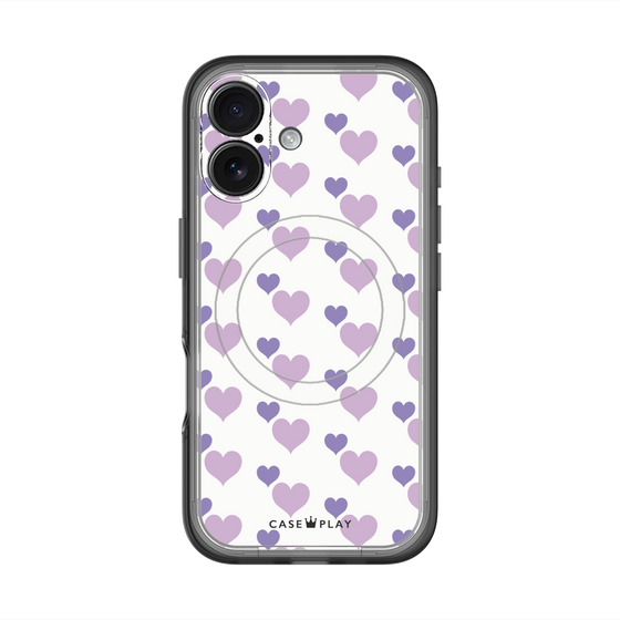 スリムプロテクションプレミアムケース with MagSafe［ Stripe Hearts - Purple ］