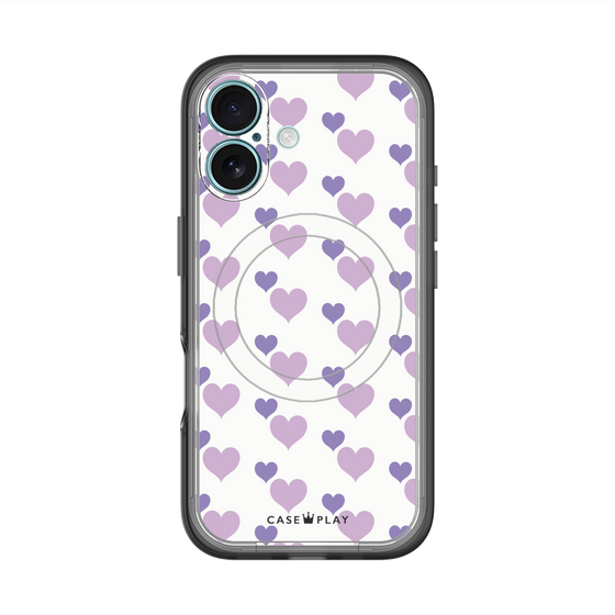 スリムプロテクションプレミアムケース with MagSafe［ Stripe Hearts - Purple ］