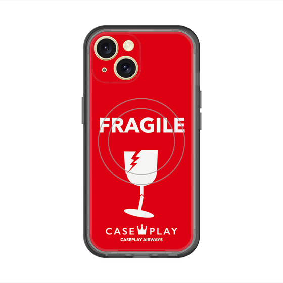 スリムプロテクションプレミアムケース with MagSafe［ FRAGILE - Red ］