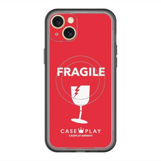 スリムプロテクションプレミアムケース with MagSafe［ FRAGILE - Red ］