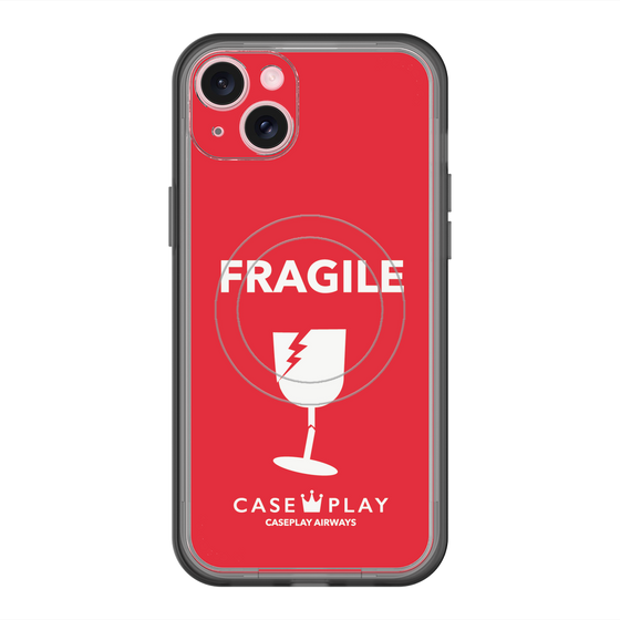 スリムプロテクションプレミアムケース with MagSafe［ FRAGILE - Red ］