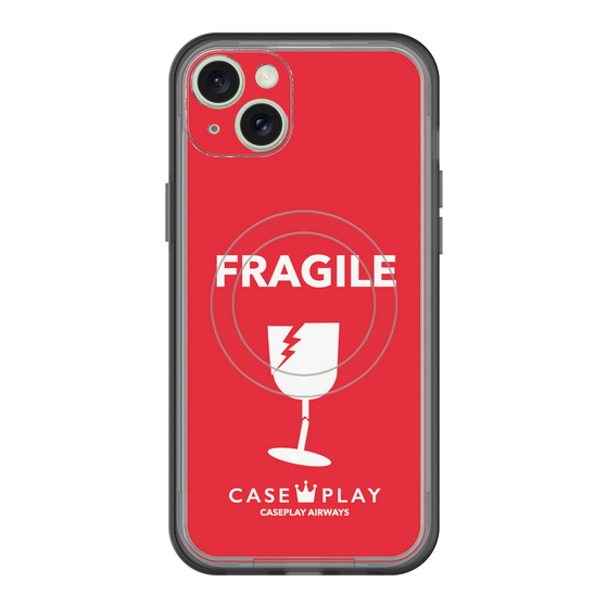 スリムプロテクションプレミアムケース with MagSafe［ FRAGILE - Red ］