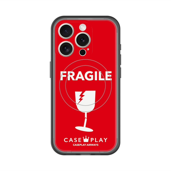 スリムプロテクションプレミアムケース with MagSafe［ FRAGILE - Red ］