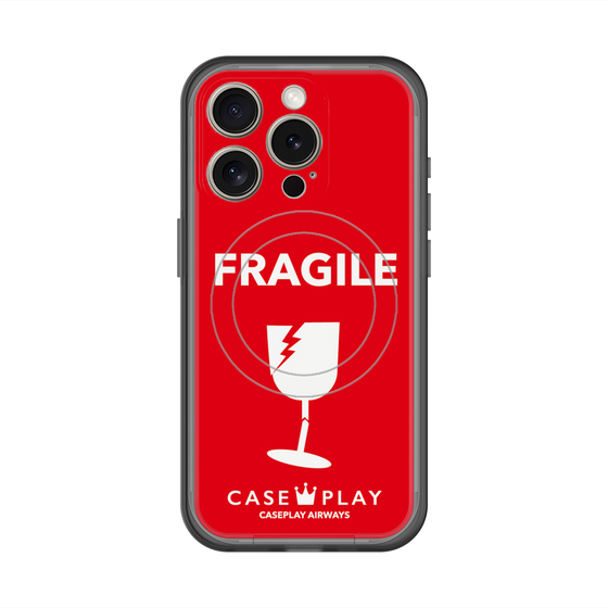 スリムプロテクションプレミアムケース with MagSafe［ FRAGILE - Red ］