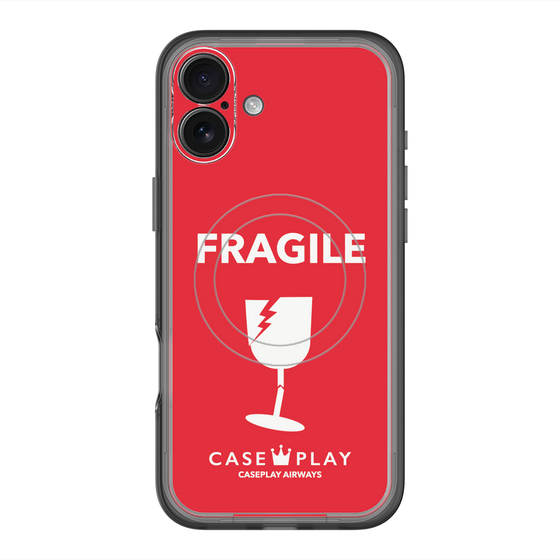 スリムプロテクションプレミアムケース with MagSafe［ FRAGILE - Red ］