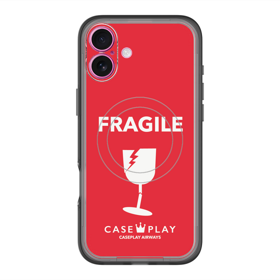 スリムプロテクションプレミアムケース with MagSafe［ FRAGILE - Red ］