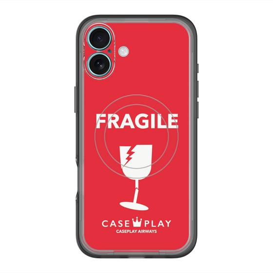 スリムプロテクションプレミアムケース with MagSafe［ FRAGILE - Red ］