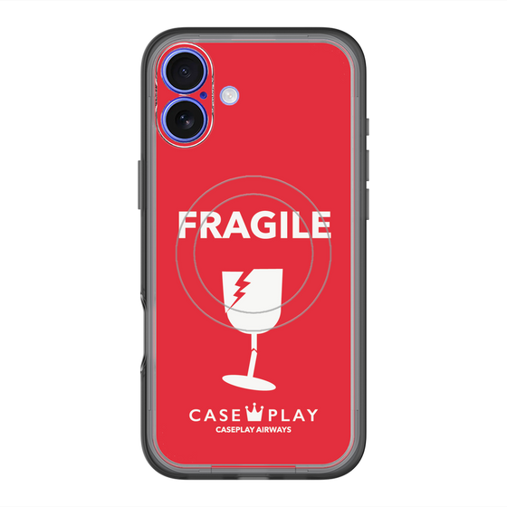 スリムプロテクションプレミアムケース with MagSafe［ FRAGILE - Red ］