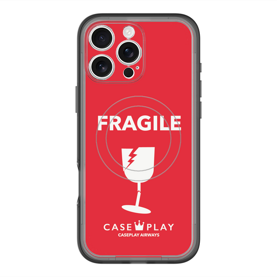 スリムプロテクションプレミアムケース with MagSafe［ FRAGILE - Red ］
