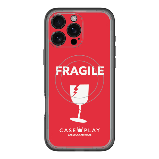 スリムプロテクションプレミアムケース with MagSafe［ FRAGILE - Red ］