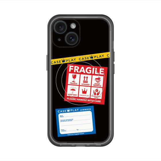 スリムプロテクションプレミアムケース with MagSafe［ FRAGILE Stickers - Black ］